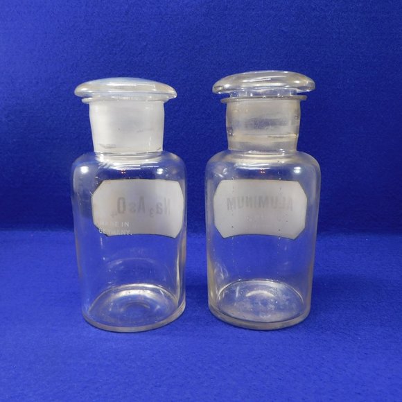 Antique Chemist Apothecary Glass Jars Bottles  Arseniic / Aluminum Germany 6.5" - Picture 3 of 9